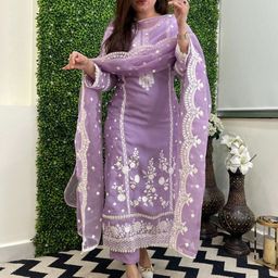 Anni Designer Floral Embroidered Thread Work Straight Kurta with Trouser & Dupatta-picture-37