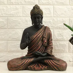 vedas Black & Copper Toned Textured Buddha Idol Showpiece-image-60