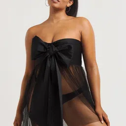 KRENOZ Women Net Strapless Baby Doll-image-73