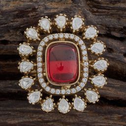 Kushal's Fashion Jewellery Kundan Stones Studded Adjustable Finger Ring-image-86