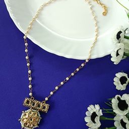 Sanjog Gold-Plated Kundan Studded Minimal Necklace-image-93