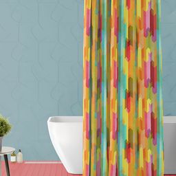 ArtzFolio Yellow & Pink Abstract Printed Waterproof Shower Curtain-16