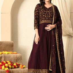 ZARIKALI Fit & Flared Maxi Dress With Dupatta-image-36