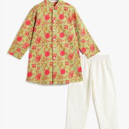 Campana Boys Floral Printed Regular Pure Cotton Kurta with Pyjamas-picture-52