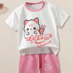 FOREVER FRIDAY Girls Printed Round Neck Short Sleeve T-shirt with Shorts-picture-42
