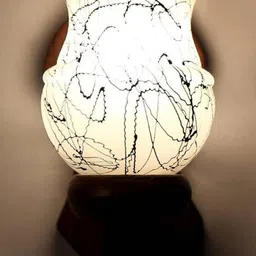 Somil Premium Designer Glass Wall / Night Lamp Elegant & Stylish Dcor Accent for Modern Interiors, color, Black, White, Size:- 18.5 X 24.5 X 28.5 CM-image-65