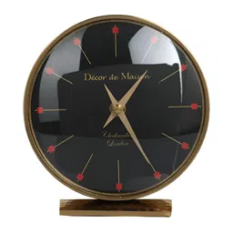 Decor de Maison Gold-Toned & Red Printed Aluminum Analogue Table Clock-image-62