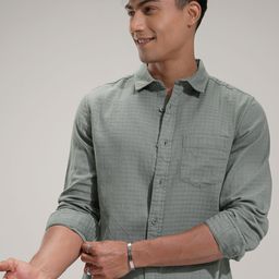 HIGHLANDER Men Comfort Fit Textured Spread Collar Cotton Casual Shirt-picture-47