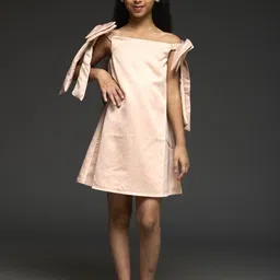 KidsDew Girls Off-Shoulder Satin A-Line Dress-image-45