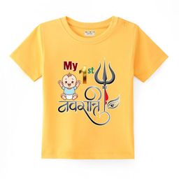 BLUSHES Kids Navaratri Printed Short Sleeves Pure Cotton T-shirt-picture-25