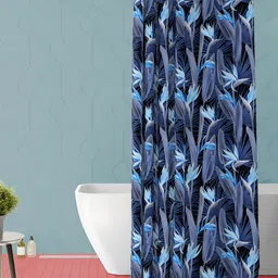 ArtzFolio Blue & Black Floral Printed Waterproof Shower Curtain-image-73