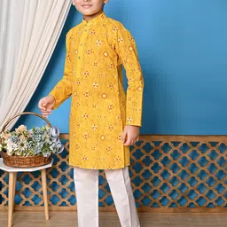 NFC CREATION Boys Floral Printed Regular Kurta with Pyjamas image 5