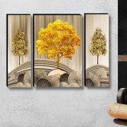 Livin'luxe Yellow & Brown 3 Pieces Autumn Tree Wall Arts-picture-12