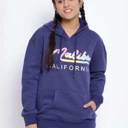 Lil Tomatoes Girls Nay Blue Graphic Printed Fleece Long Sleeves Hooded Sweatshirt-picture-13