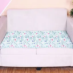 STITCHNEST Blue & Pink Printed Velvet 1 Piece Sofa Cover-image-33