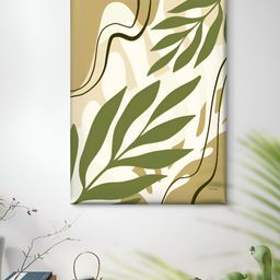 Livin'luxe White & Brown Leaf Framed Canvas Wall Art-picture-1