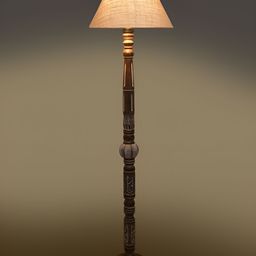 Devansh Beige Wooden Textured Frustum FloorLamps-12