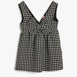 Koton Checked Bow Detail Pinafore Dress-46