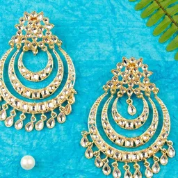 Anouk Gold-Plated Kundan Studded Classic Chandbalis-38