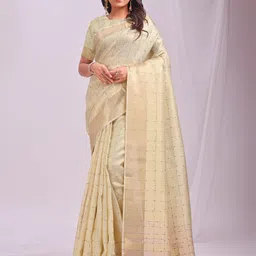 Astita Checked Woven Design Zari Organza Saree-image-33