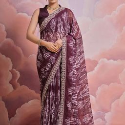 KALINI Tie and Dyed Sequinned Saree-image-88