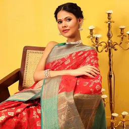 Silk Land Woven Design Zari Banarasi Saree-26