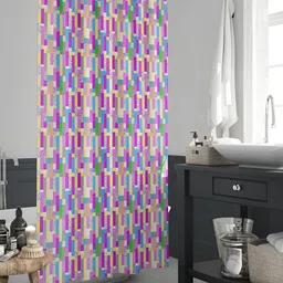 ArtzFolio White & Purple Geometric Printed Waterproof Shower Curtain-17