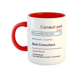 ARTBUG White & Red Best Consultant Printed Glossy Ceramic Coffee Mug 330 ML-13