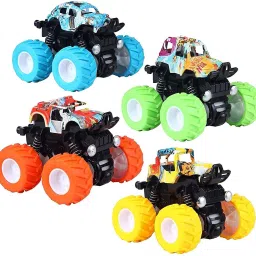 Powered Mini Monster Trucks for Kids, Big Rubber Tires, Pack of 4-35