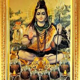 SUNINOW Gold-Toned & Yellow Shiv Ji Wood Wall Photo Frame-12