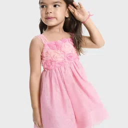 THE CHILDREN'S PLACE Floral Applique Fit & Flare Mesh Mini Dress-picture-16