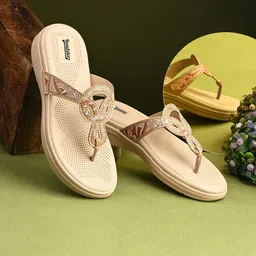The Roadster Lifestyle Co Women Embellished Laser Cuts Comfort T-Strap Flats-image-75