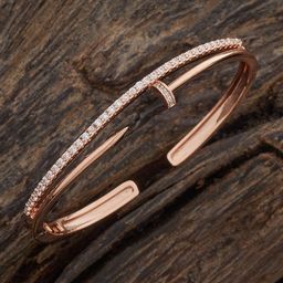 Kushal's Fashion Jewellery Rose Gold-Plated Zircon-Studded Bangle-image-38