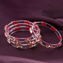 ZULKA Set Of 4 Glass Crystal Stone-Studded Bangles-54