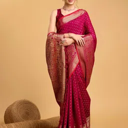 OFLINE SELECTION Woven Design Ethnic Motifs Zari Banarasi Saree-picture-26