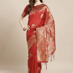 Anouk Rustic Ethnic Motifs Woven Design Zari Banarasi Saree-picture-4