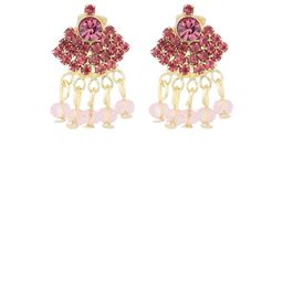 FirstBlush Gold-Plated American Diamond Stones Studded Contemporary Clip On Drop Earrings-image-78
