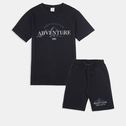 CAVIO Kids-Boys Navy Blue Printed Clothing Set-image-32