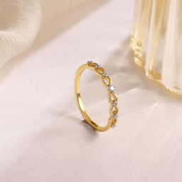 Mia by Tanishq 14 KT Gold Diamond-Studded Interwoven Grace Finger Ring - 1.46 g-image-13