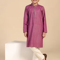 KISAH Boys Geometric Printed Thread Work Kurta with Pyjama-24