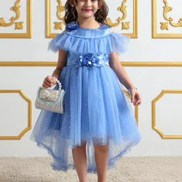 Mark and Mia Girls Round Neck Cold-Shoulder Sleeves Ruffles Fit and Flare Dresses-image-99