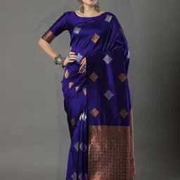 SWEETPEL Ethnic Motifs Woven Design Zari Banarasi Saree-picture-5