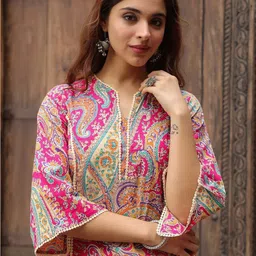 Royal Export Women Floral Printed Thread Work Floral Kurta-picture-44