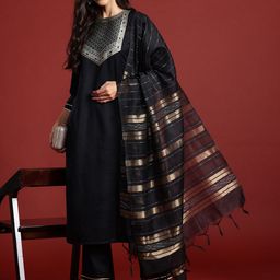 Anouk Women Yoke Design Regular Pure Cotton Kurta with Trousers & With Dupatta-image-98