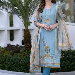 SHREE LAXMINARAYAN EXPORT Women Ethnic Motifs Print Sequinned Kurta Sets With Dupatta-picture-3