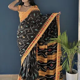 HERE&NOW Kalamkari Printed Pure Cotton Bagru Saree-21