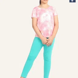ariel Girls Pack Of 2 Printed Cotton Ankle-Length Leggings-image-97