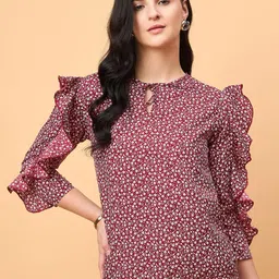NEESH Geometric Print Crepe Styled Back Top-20