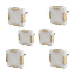 Indianshelf Set Of 6 White & Cream Coloured Stone Square Knobs-6