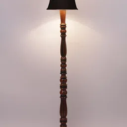 Devansh Black & Brown Cotton Wooden Floor Lamp With Shade-3
